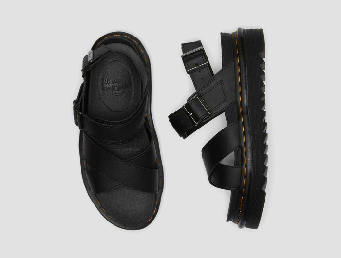 Dr martens voss black leather sandals shop