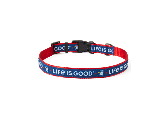 Life is Good Canvas Dog Collar - Patriotic Eagle