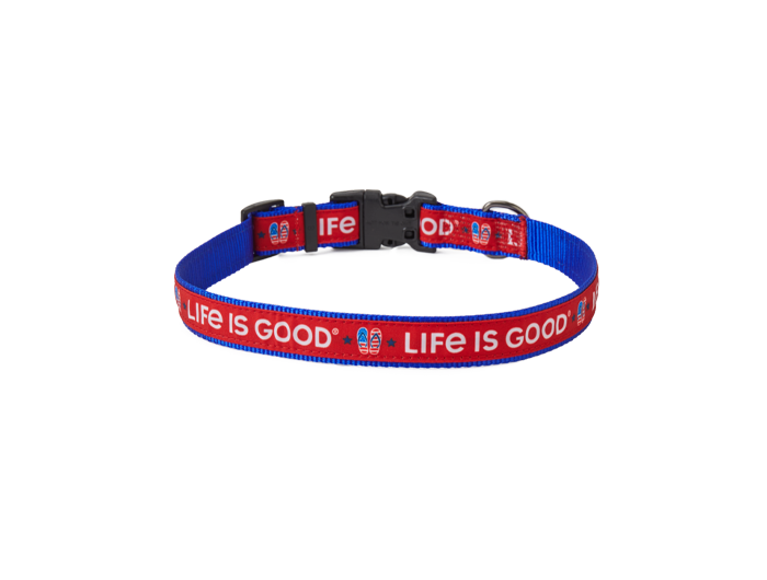 Life is Good Canvas Dog Collar - Americana Flip Flops