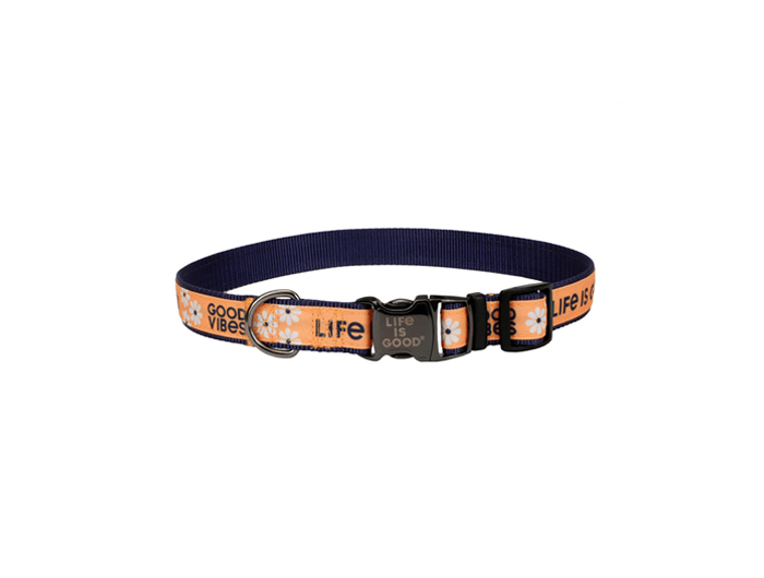 Life is Good Canvas Dog Collar - Good Vibes Daisy