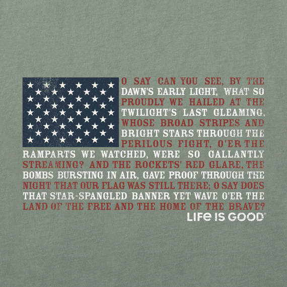 Life is Good Men's Long Sleeve Crusher Tee - Star Spangled Banner Flag