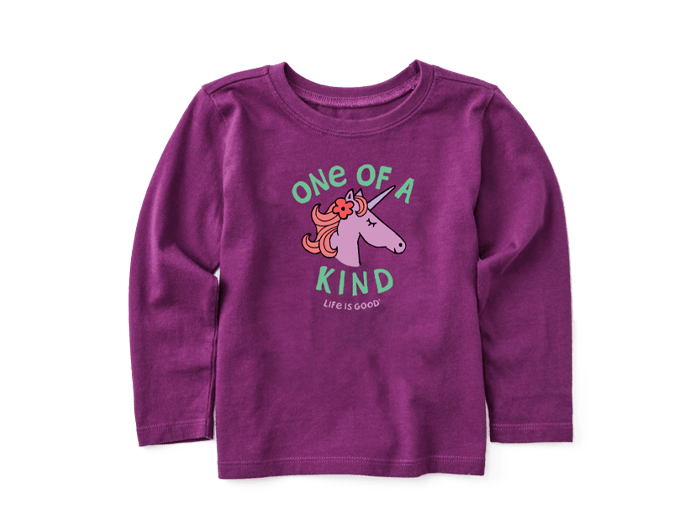 Life is Good Toddler Long Sleeve Crusher Tee - One of a Kind Unicorn