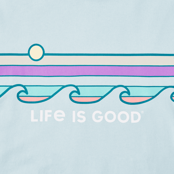 Life is Good Women's Simply True Fleece Hoodie - Retro Wave Stripe