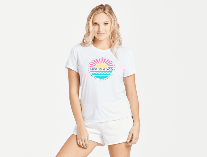 Life is Good Women's Active Tee - Sunset on the Water