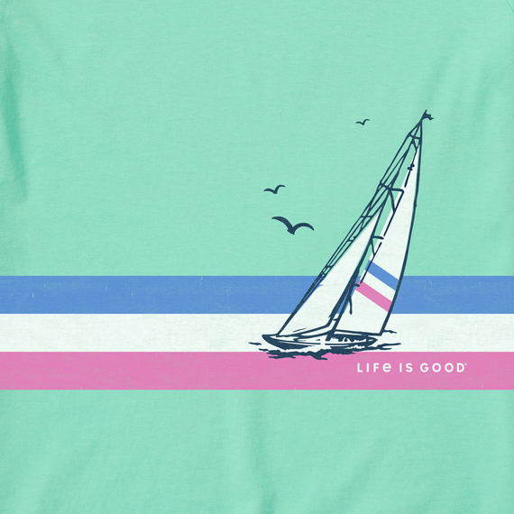 Life is Good Women's Long Sleeve Crusher Tee - Sail Stripes