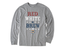 Life is Good Men's Long Sleeve Crusher Lite - Red, White, & Brew