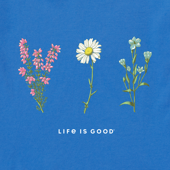 Life is Good Women's Long Sleeve Hooded Crusher Lite Tee - Detailed Wildflowers