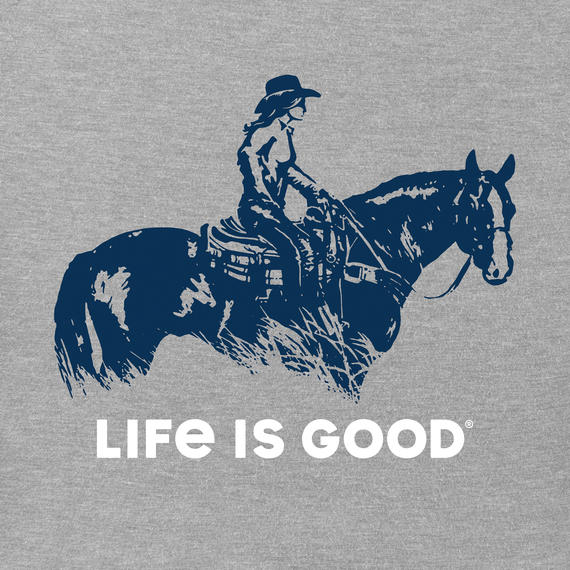 Life Is Good Women's Crusher Lite Vee - Female Western Rider Silhouette
