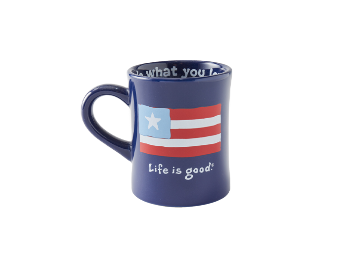 Life is Good Vintage Diner Mug - Three Stripe Flag