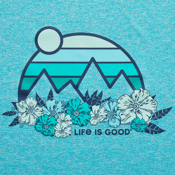 Life is Good Women's Active Tee - Retro Mountains Floral