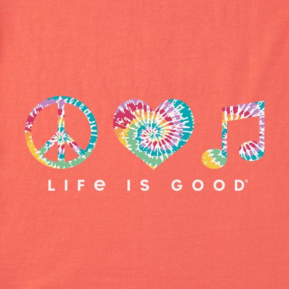 Life is Good Kids' Crusher Tee - Tie Dye Peace Love Music
