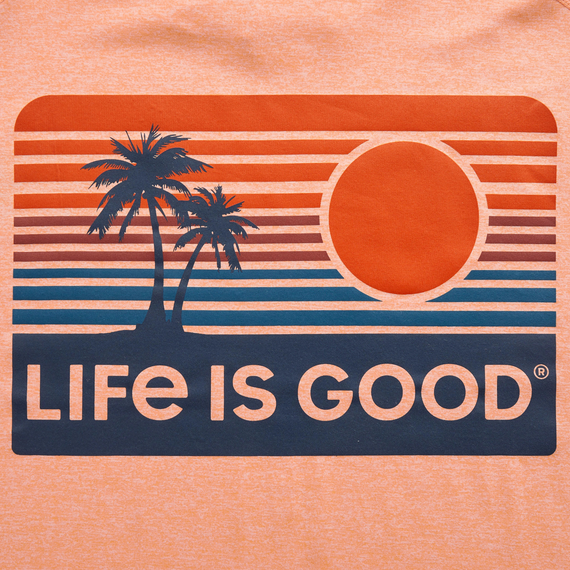 Life is Good Men's Active Hooded Long Sleeve Tee - Retro Palm & Sun