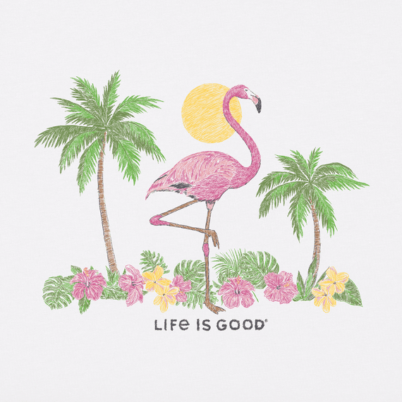 Life is Good Women's Crusher Tee - Watercolor Flamingo