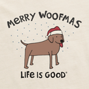 Life is Good Women's Long Sleeve Snuggle Up Sleep Tee - Merry Woofmas Lab