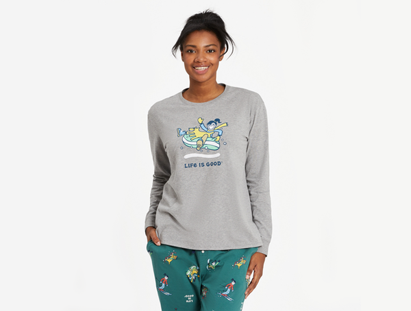 T-shirt De Nuit Life Is Good Femme Gris Bruyère Taille L - Manches Longues, Hiver, Occasion (Bon état)
