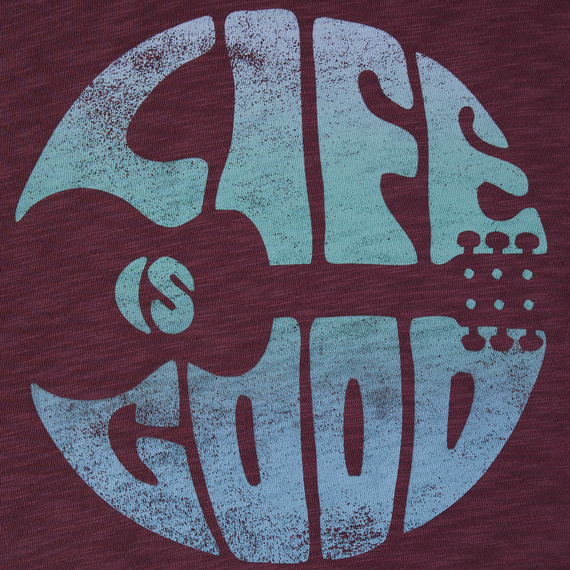 Life is Good Men's Textured Slub Hoodie - Guitar Circle Psychedelic