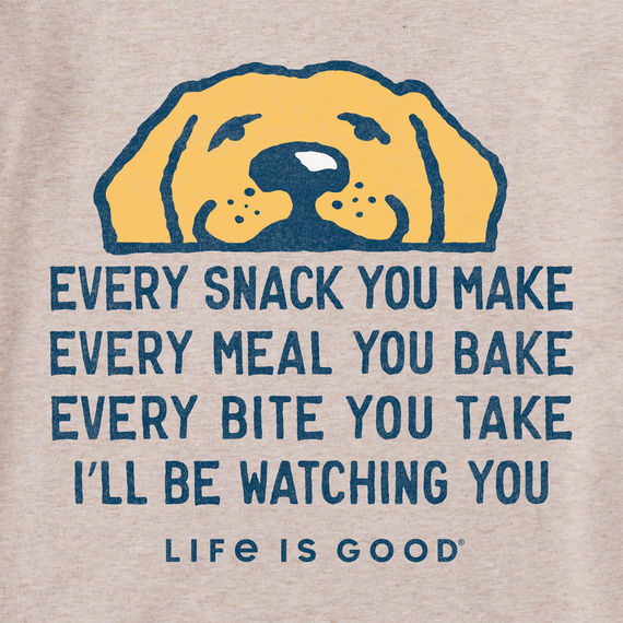 Life is Good Men's Long Sleeve Crusher Tee - I'l Be Watching You Yellow Lab
