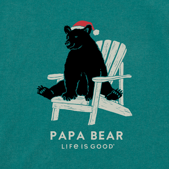 Life is Good Men's Long Sleeve Crusher Tee - Holiday Adirondack Papa Bear