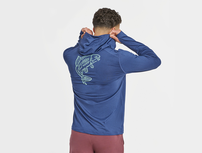 Life is Good Men's Active Hooded Long Sleeve Tee - Jumping Fish