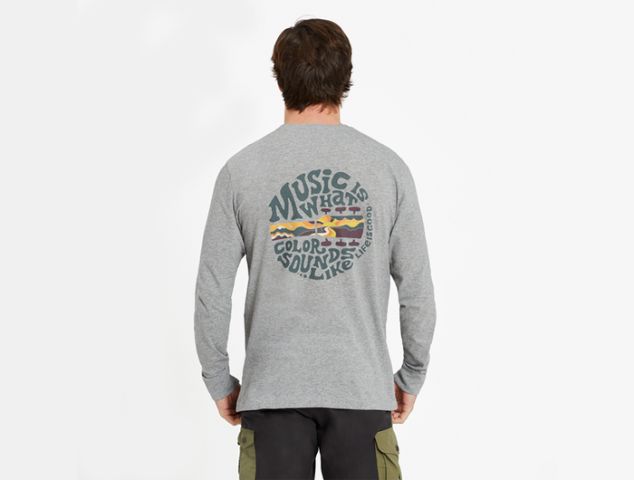 Life is Good Men's Long Sleeve Crusher Lite - Music Is What Color Sounds Like Coin