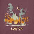 Life is Good Men's Long Sleeve Crusher Lite - Log On Campfire