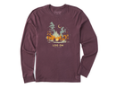 Life is Good Men's Long Sleeve Crusher Lite - Log On Campfire