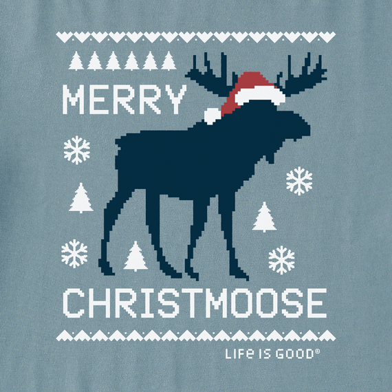 Life is Good Men's Long Sleeve Crusher Lite - Ugly Sweater Merry Christmoose