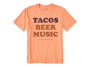 Life is Good Men's Crusher Lite Tee - Tacos Beer Music