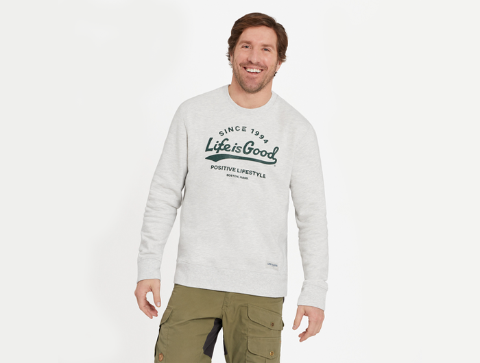 Life is Good Men's Simply True Fleece Crew - Positive Ballyard Script