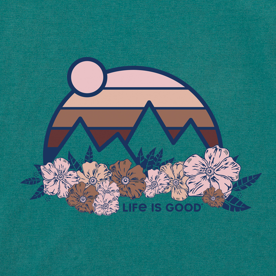 Life is Good Women's Crusher-Flex Hoodie Tunic - Retro Mountains Floral