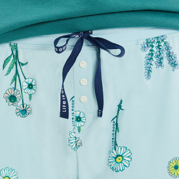 Life is Good Women's Snuggle Up Sleep Jogger - Detailed Wildflowers Pattern