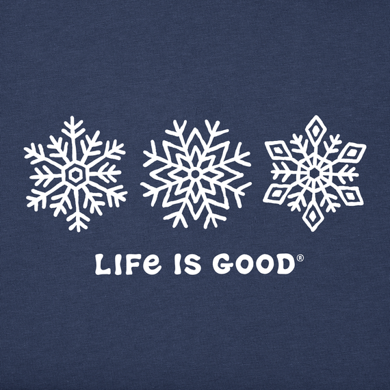 Life is Good Women's Long Sleeve Crusher Vee - Three Snowflakes