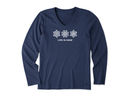 Life is Good Women's Long Sleeve Crusher Vee - Three Snowflakes