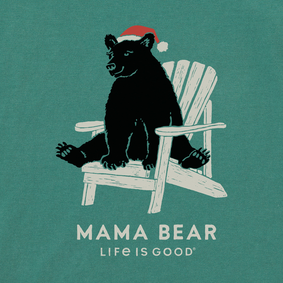 Life is Good Women's Long Sleeve Crusher Vee - Holiday Adirondack Mama Bear