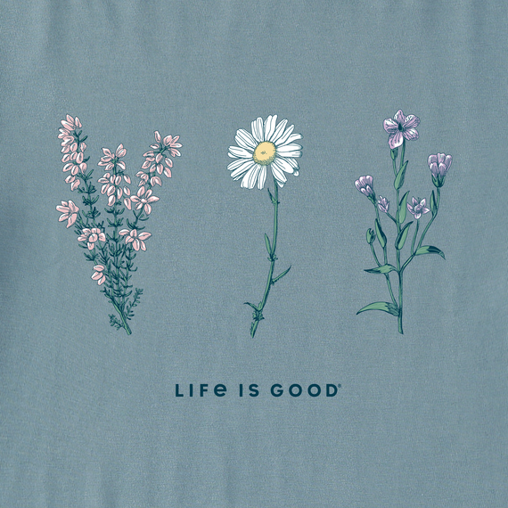 Life is Good Women's Long Sleeve Crusher Tee - Detailed Wildflowers