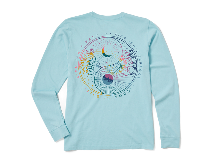 Life is Good Women's Long Sleeve Crusher Tee - Tie Dye Day and Night