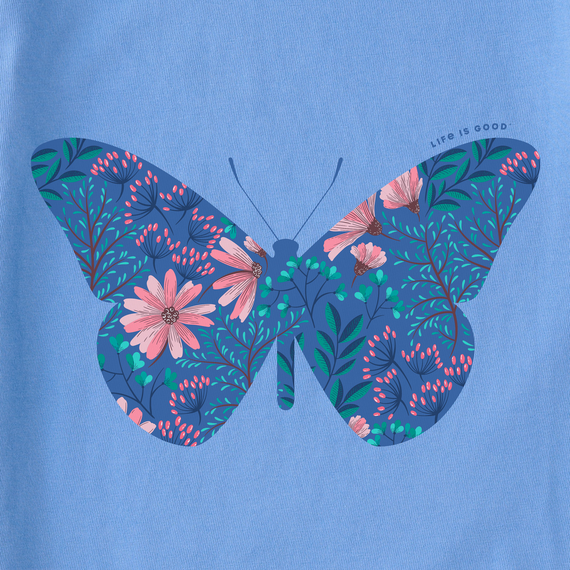 Life is Good Women's Long Sleeve Crusher Lite Vee - Wildflower Butterfly