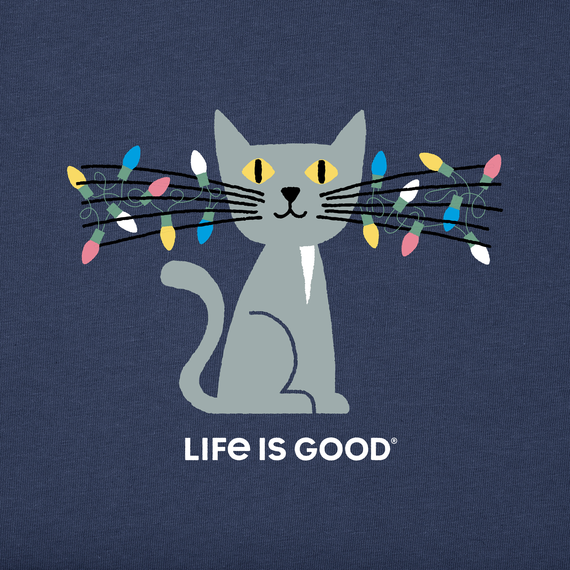 Life is Good Women's Long Sleeve Crusher Lite Vee - Lit Up Cat