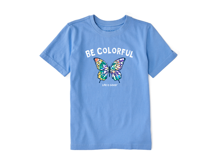 Life is Good Kids' Crusher Tee - Be Colorful Tie Dye Butterfly