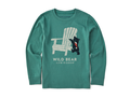 Life is Good Kid's Long Sleeve Crusher Tee - Holiday Adirondack Wild Bear