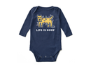 Life is Good Infant Long Sleeve Crusher Baby Bodysuit - Rocket Holiday Lights