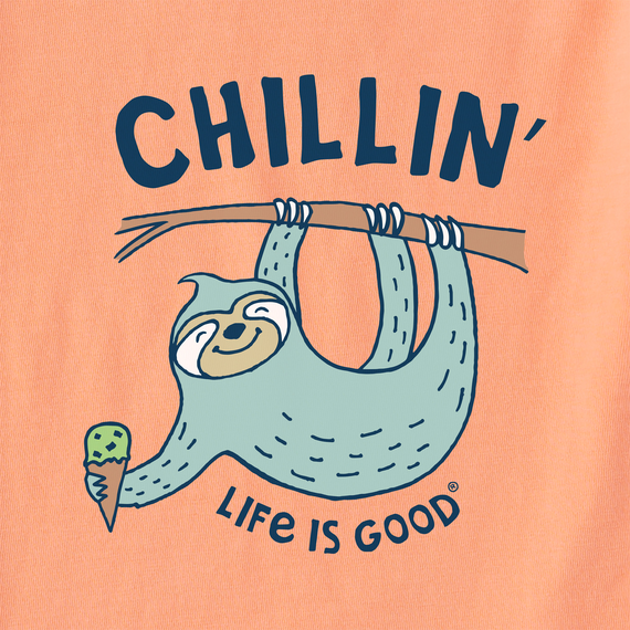 Life is Good Kid's Long Sleeve Crusher Tee - Chillin' Sloth