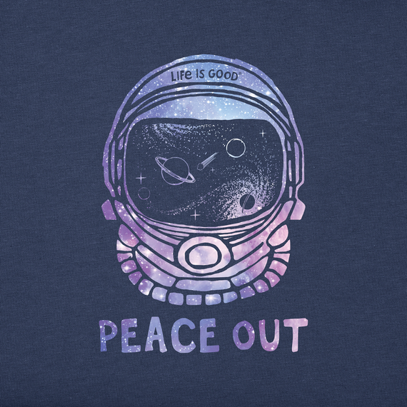 Life is Good Kid's Long Sleeve Crusher Tee - Peace Out Space Helmet