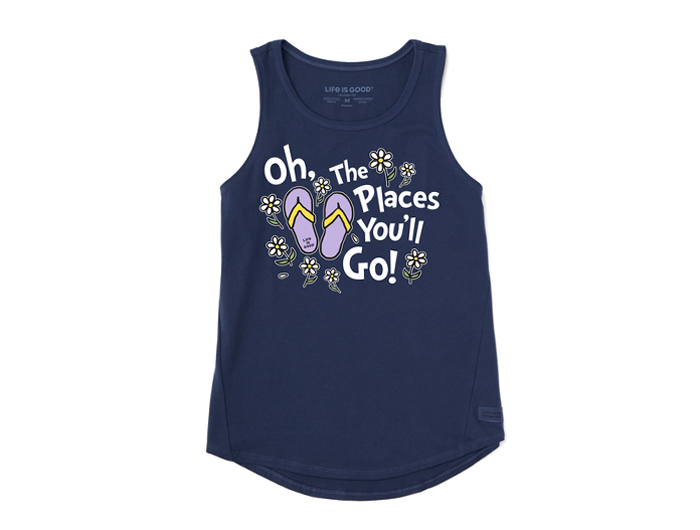 Life is Good x Dr. Seuss Women's High-Low Crusher Tank - Oh the Places Flip Flops