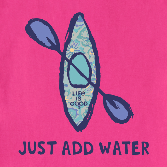 Life is Good Women's Crusher Tee - Just Add Water Pattern Kayak