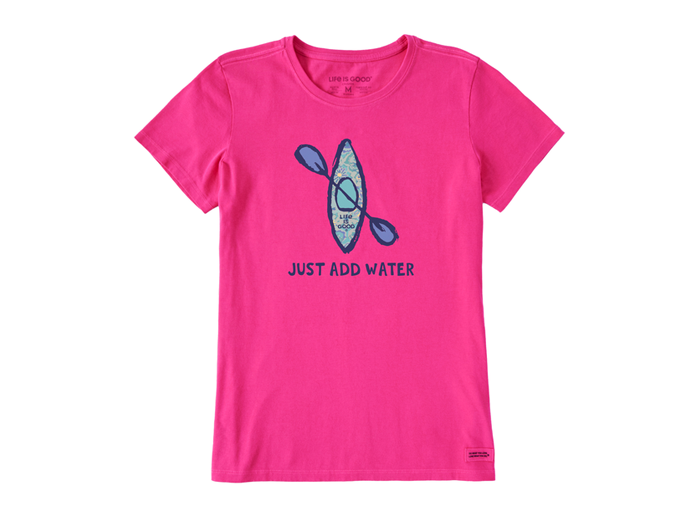 Life is Good Women's Crusher Tee - Just Add Water Pattern Kayak