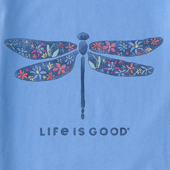 Life is Good Women's Crusher Tee - Wildflower Dragonfly Watercolor