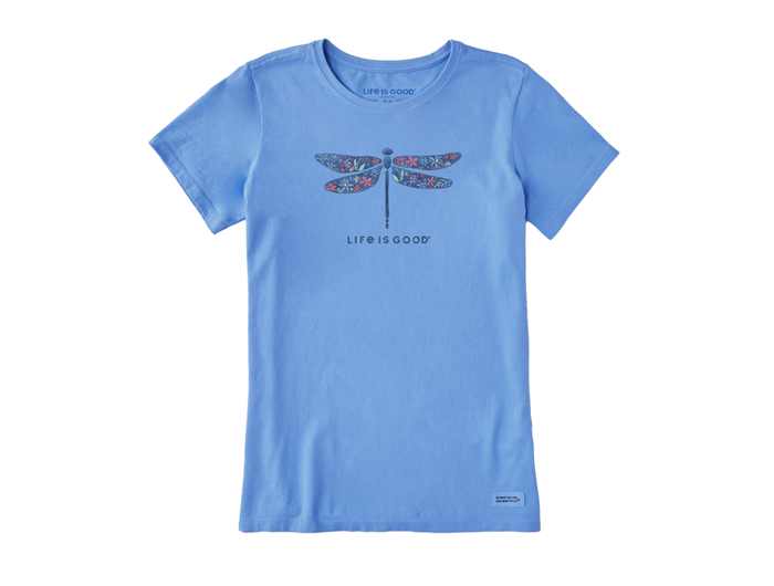 Life is Good Women's Crusher Tee - Wildflower Dragonfly Watercolor