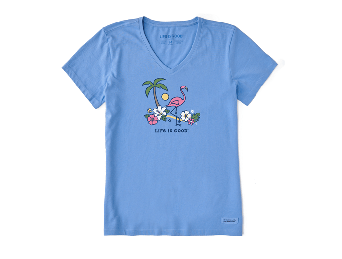 Life is Good Women's Crusher Vee - Flamingo Beach