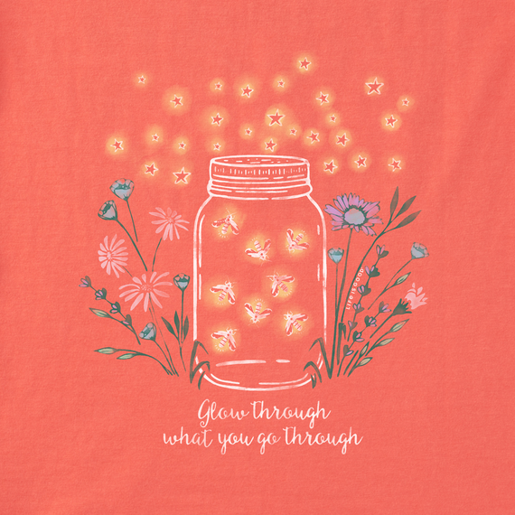 Life is Good Women's Crusher Lite Tee - Fireflies Flower Jar